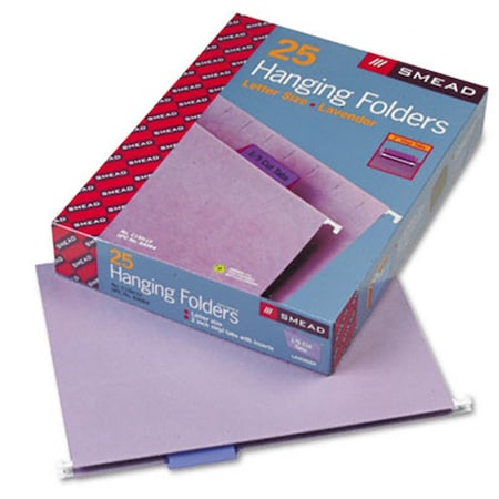 Smead Hanging File Folders- 1/5 Tab- 11 Point Stock- Letter- Lavender- 25/Box SM33293